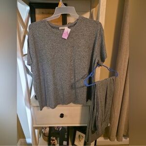 Zenana Outfitters Gray Two-Piece Lounge Set Size Large